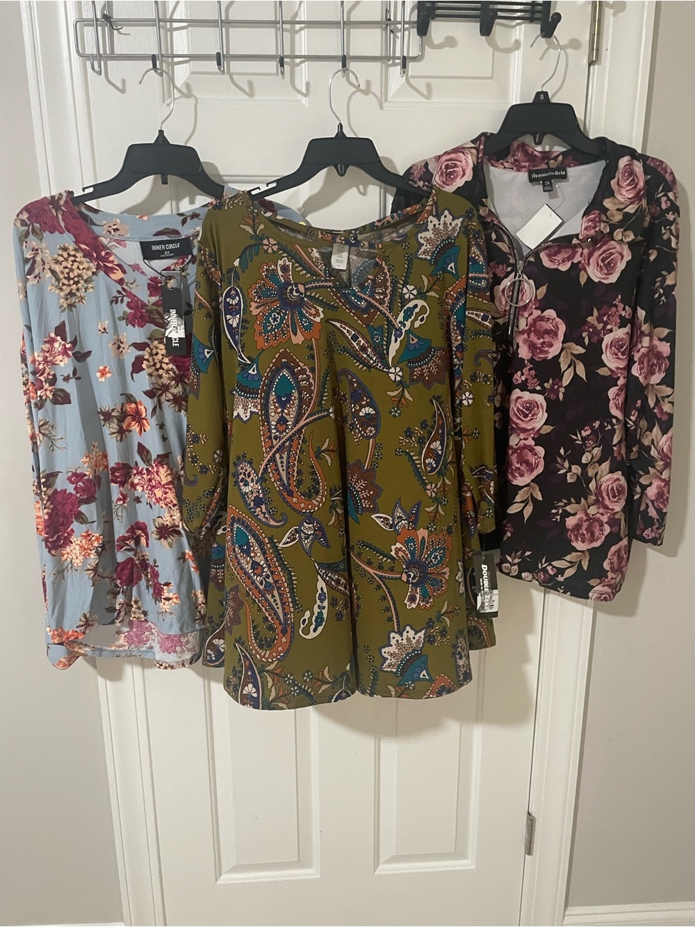 Women's Olive Green Paisley Blouse bundle all new 2x